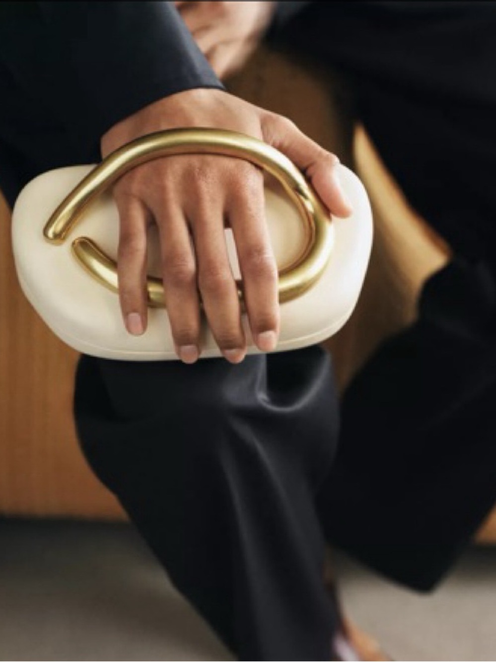 ZARA WHITE GOLD LEATHER CLUTCH